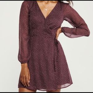 Abercrombie & Fitch Burgundy Chiffon Wrap Dress